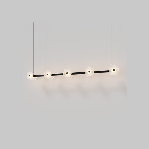 Matte Black Coral Linear Bar Pendant - Frosted Glass