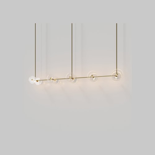 Brass Coral Linear Rod Pendant (Ten Coral Pieces)
