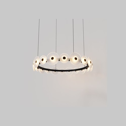 Matte Black Coral Ring Pendant (20) - Frosted Glass