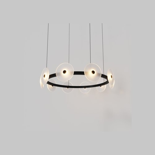 Matte Black Coral Ring Pendant (10) - Frosted Glass