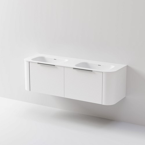 White Nature 1500 Vanity | Double Inset Basin & Orchard Drawer Front