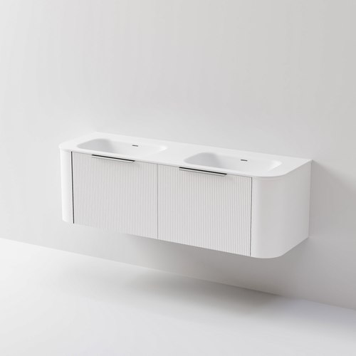White Nature 1500 Vanity | Double Inset Basin & Pillar Drawer Front