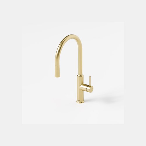 Brushed Brass Nature Pull Out Kitchen Sink Mixer