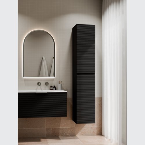 Matte Black Lineare Tall Bathroom Cabinet | Orchard Front