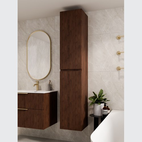 Walnut Lineare Pillar Tower Cabinet