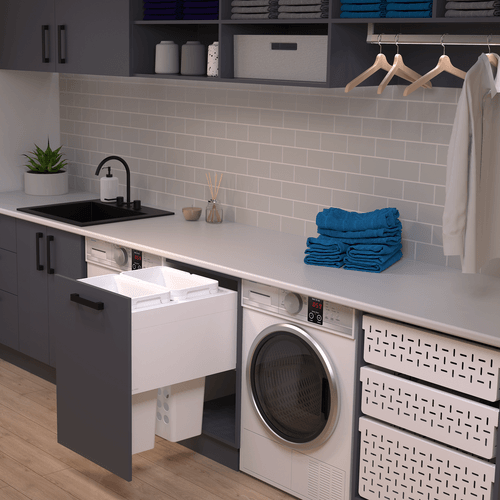 White with White Baskets Tanova Designer Series 2 Pull Out Laundry Units
