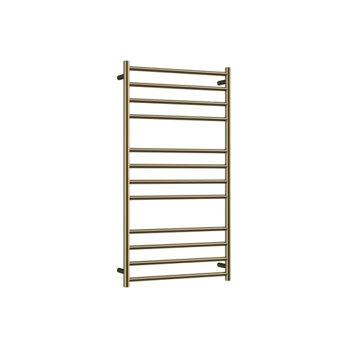 Brushed Brass Round Heated Towel Ladders 1200x650mm
