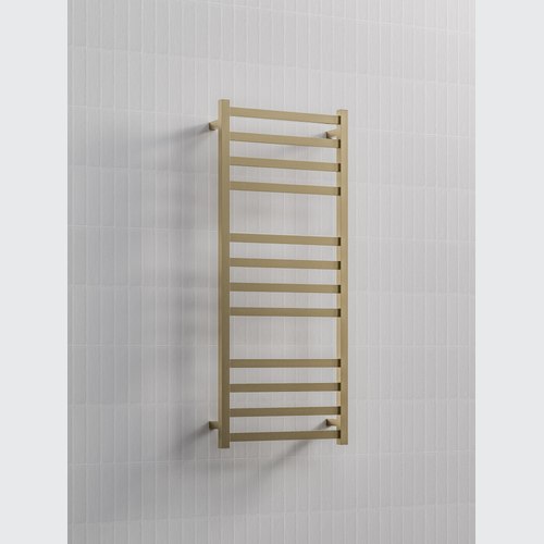Brushed Brass Square Heated Towel Ladder 1200x500mm