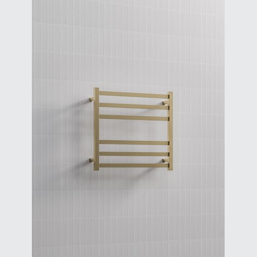 Brushed Brass Square Heated Towel Ladders 600x650mm