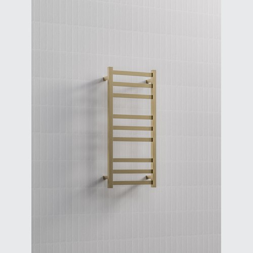 Brushed Brass Square Heated Towel Ladder 900x400mm