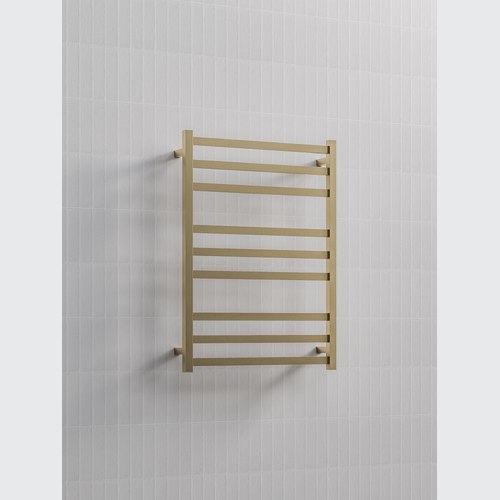 Brushed Brass Square Heated Towel Ladder 900x650mm