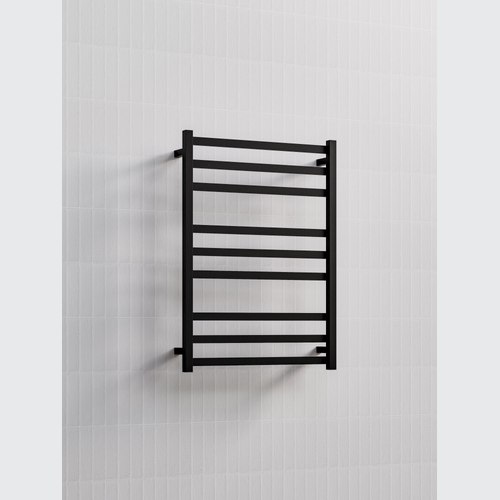 Matte Black Square Heated Towel Ladder 900x650mm