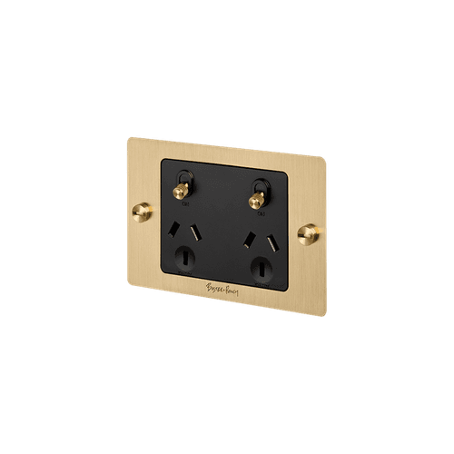 Brass Buster+Punch 2 Socket Outlet