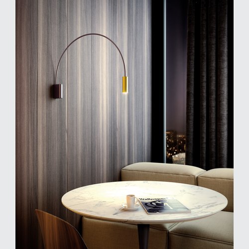 Black/Satin Gold Volta Wall Light