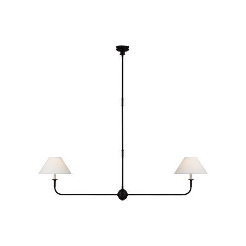 Aged Iron / Ebonized Oak Thomas O'Brien Piaf Large Two-Light Linear Pendant