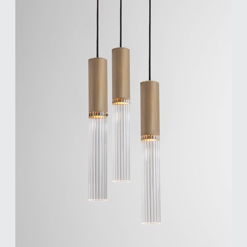Antique Brass Flume 3lt Pendant Light