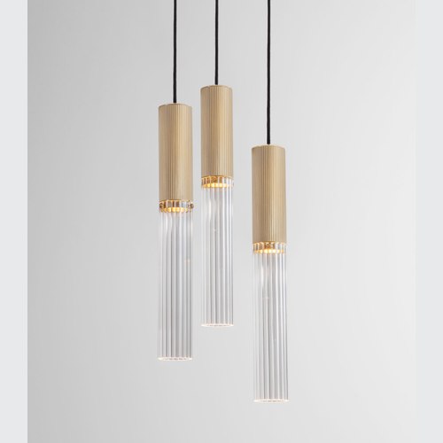 Satin Brass Flume 3lt Pendant Light