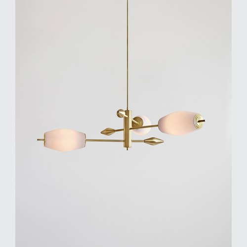 Satin Brass Supernova 3lt Pendant Light