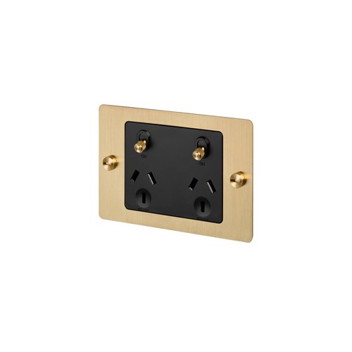 Brass 2 Gang GPO Socket Switch