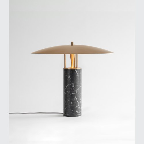 Antique Brass/Black Marble Luna Table Lamp