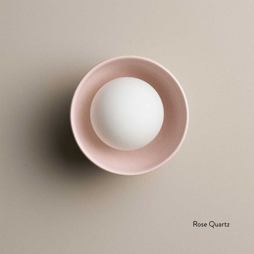 Rose Quartz Ceramic Wall Bowl Sconce Light